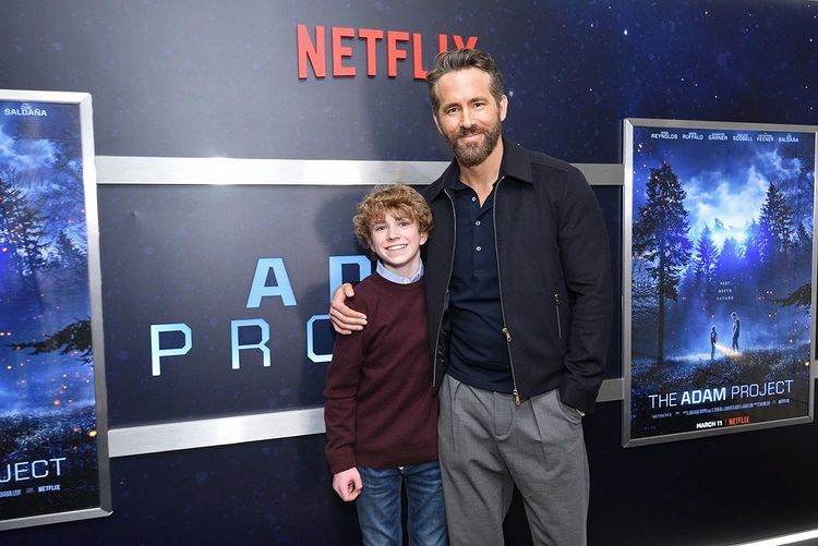 Walker Scobell with his 'The Adam Project' co-star Ryan Reynolds