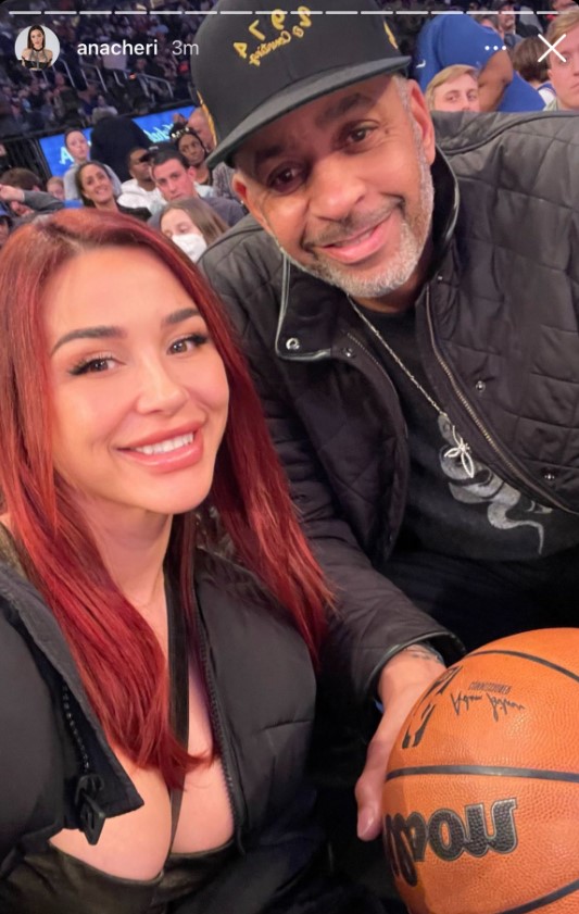 Ana Cheri with Dell Curry at the Madison Square Garden