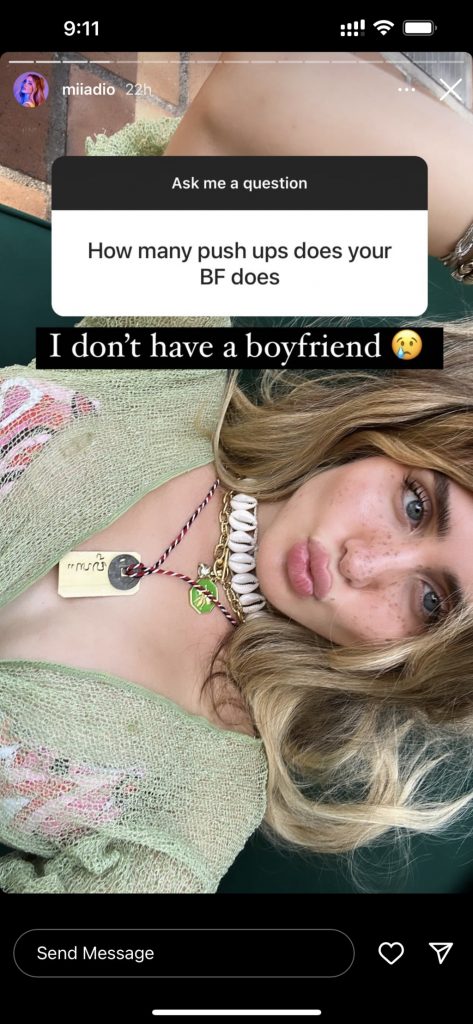 Mia Dio confirms she doesn't have a boyfriend