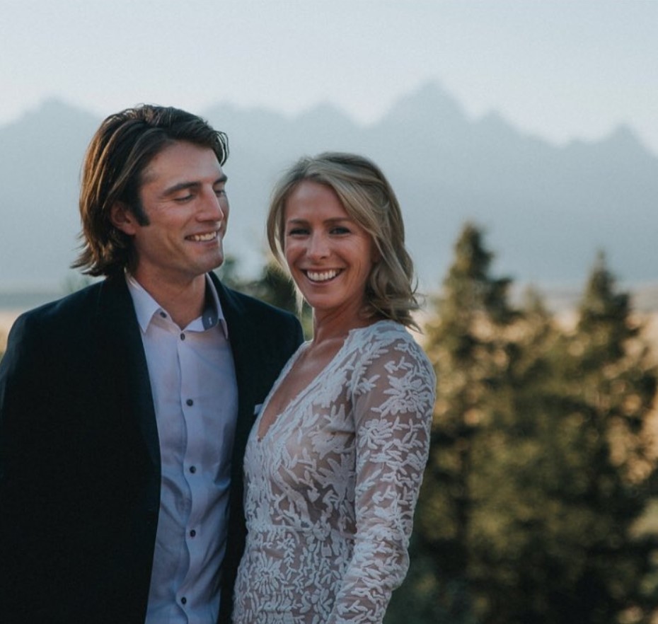 Tyler Harlow and his wife, Erin Neary, during their wedding photoshoot