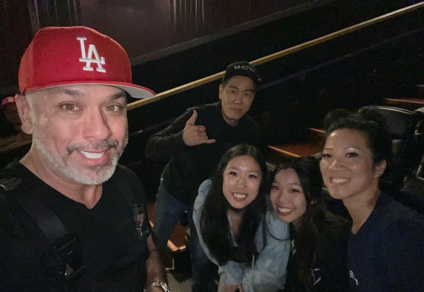 Jo Koy(R) with Yuji Okumoto and his wife and children.