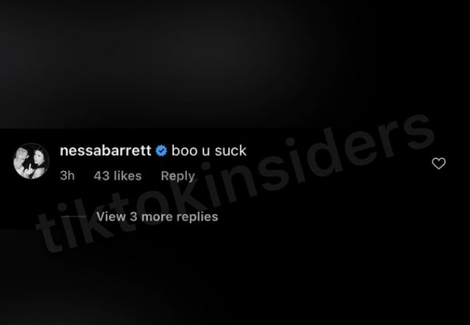 Nessa Barrett replying to Kendall Monroe's apology.