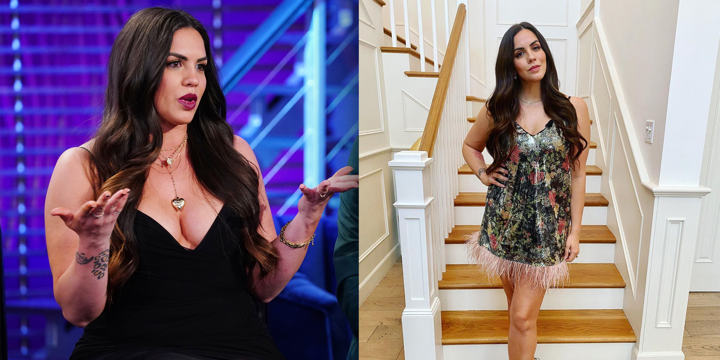 A collage picture of Katie Maloney before and after her weight loss journey