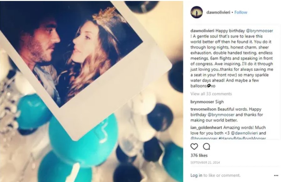 Dawn Olivieri wished happy birthday via Instgaram to her ex-boyfriend Bryn Mooser. 
