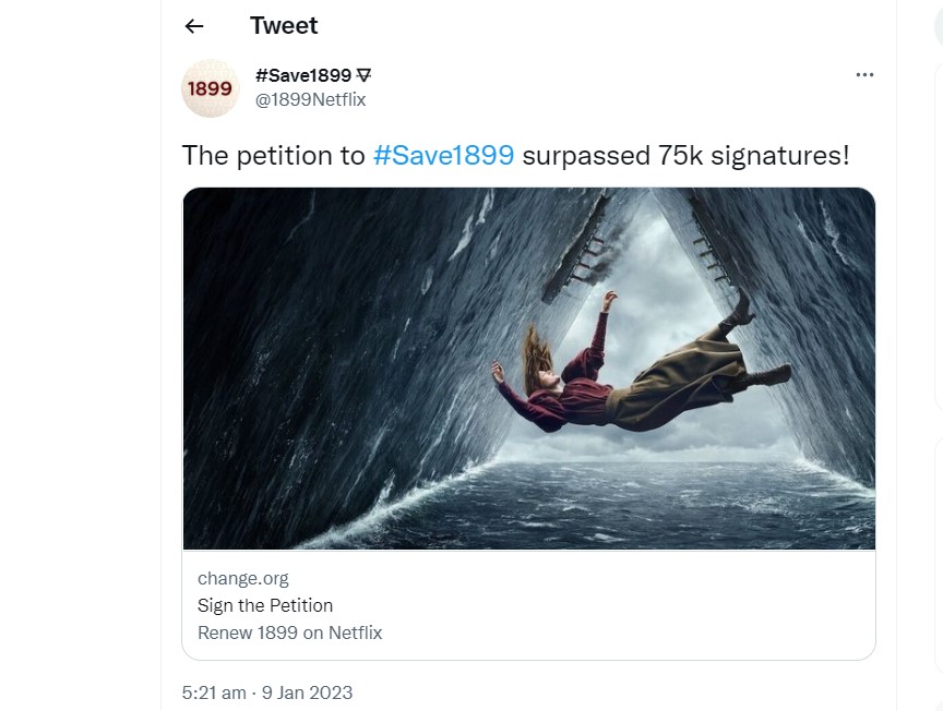 Save 1899 petition surpassed 75k signatures. 
