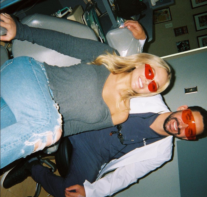 Natalie Alyn Linds with her dentist. 