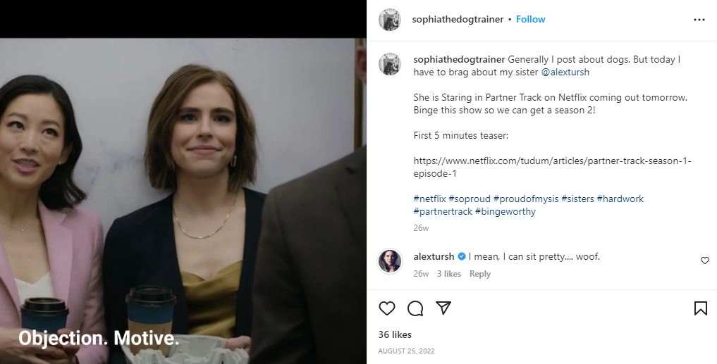 Alexandra Turshen's sister Sophia's Instagram post.
