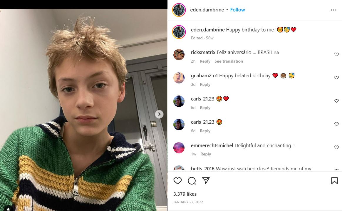 Eden Dambrine posts about his birthday on Instagram