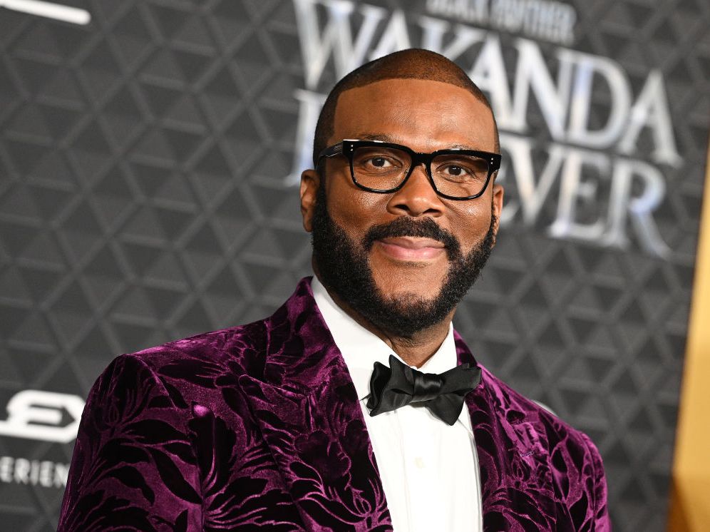 Tyler Perry at the premiere of Wakanda Forever. 