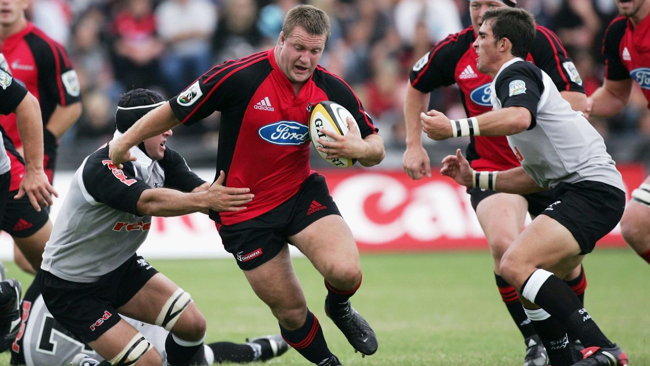 Campbell Johnstone during a match between the Crusaders and the Sharks in 2006.