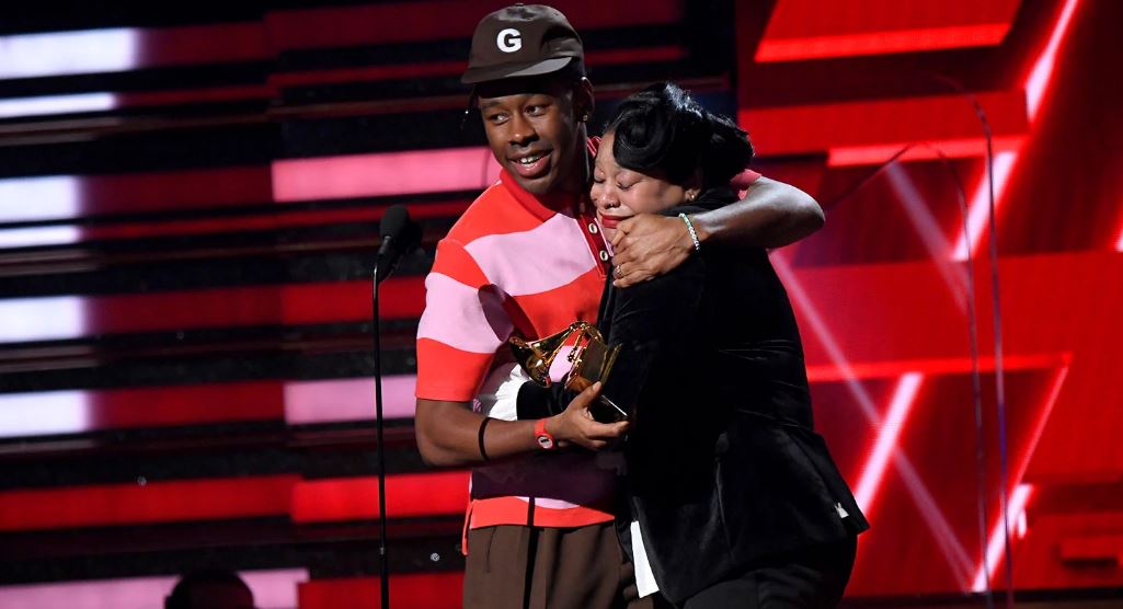 Tyler, the Creator with his mother in the Grammys