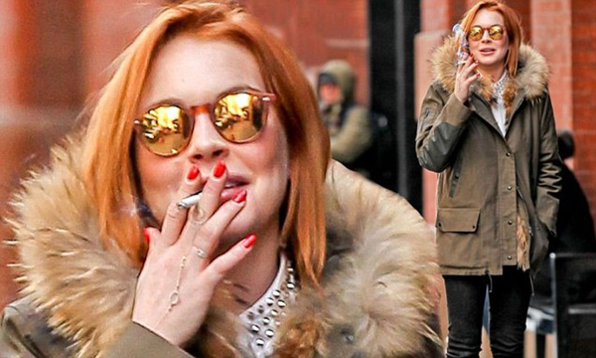Lindsay Lohan seen smoking.