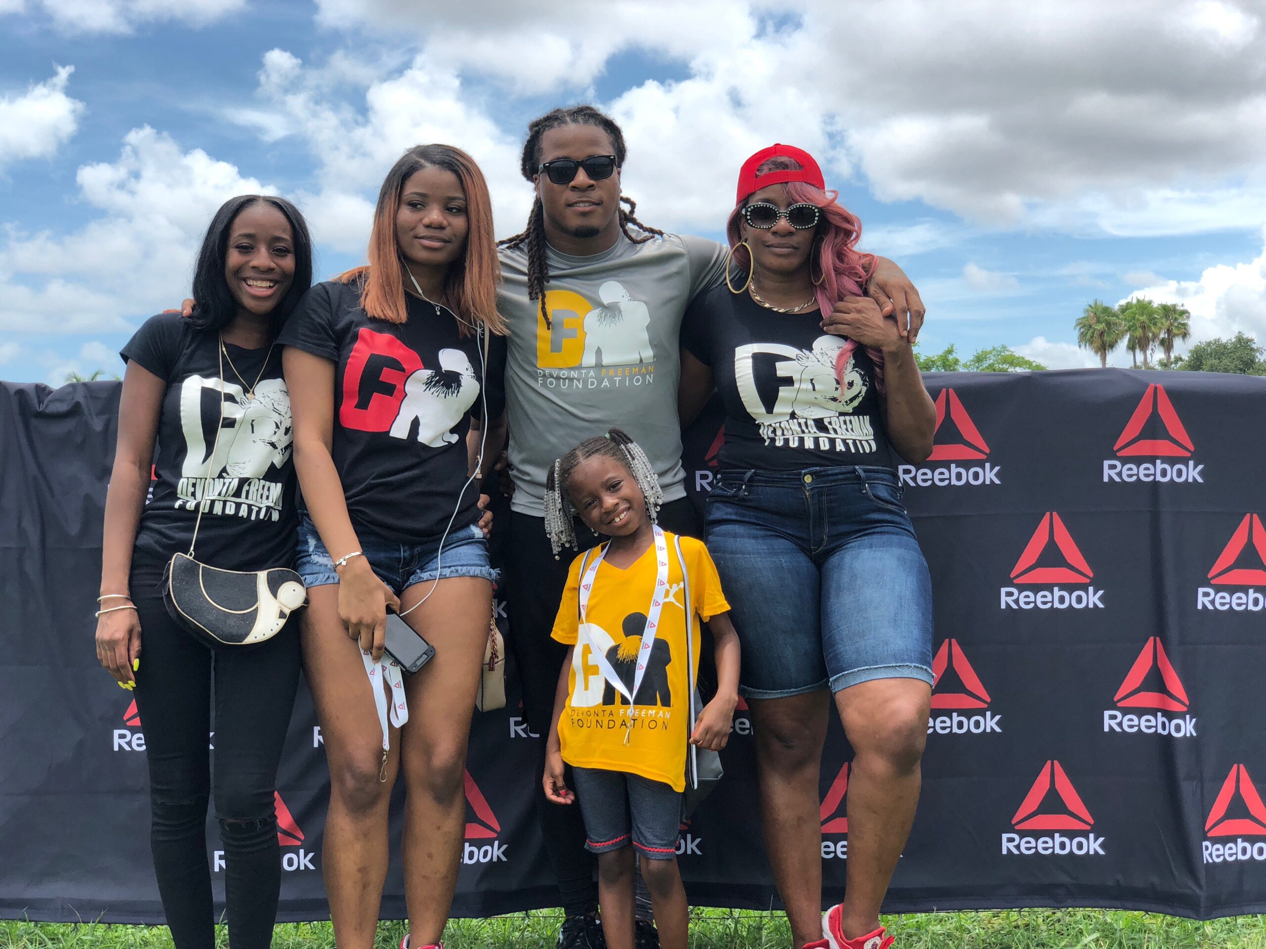 Devonta Freeman is pictured with his family. 