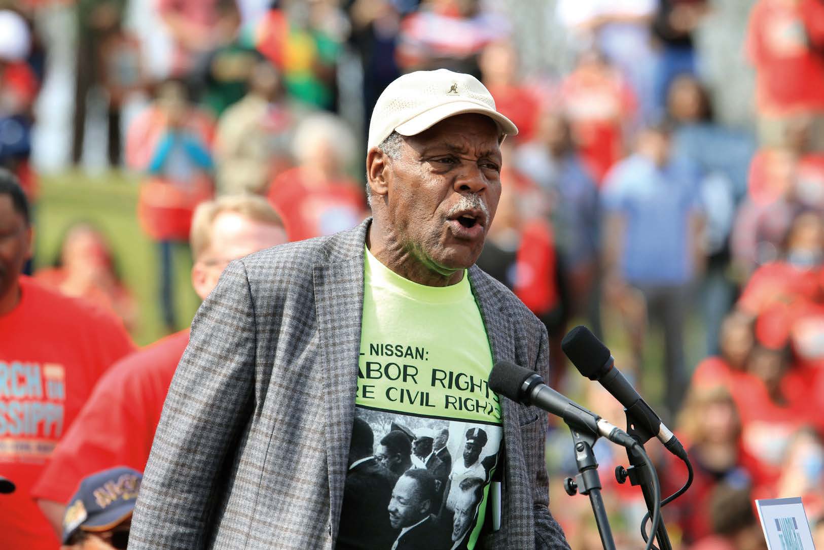 Danny Glover during a protest for labor rights.