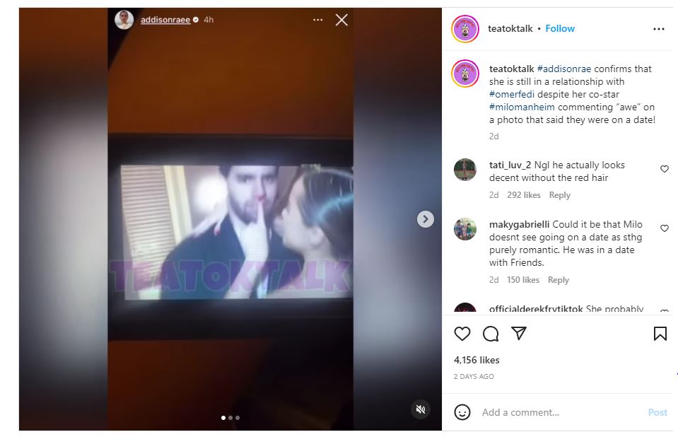 Addison Rae Instagram story debunks claim