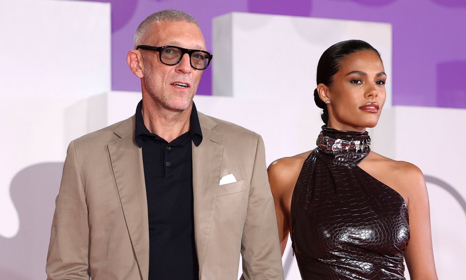 Vincent Cassel and Tina Kunakey attended the 79th Venice International Film Festival 