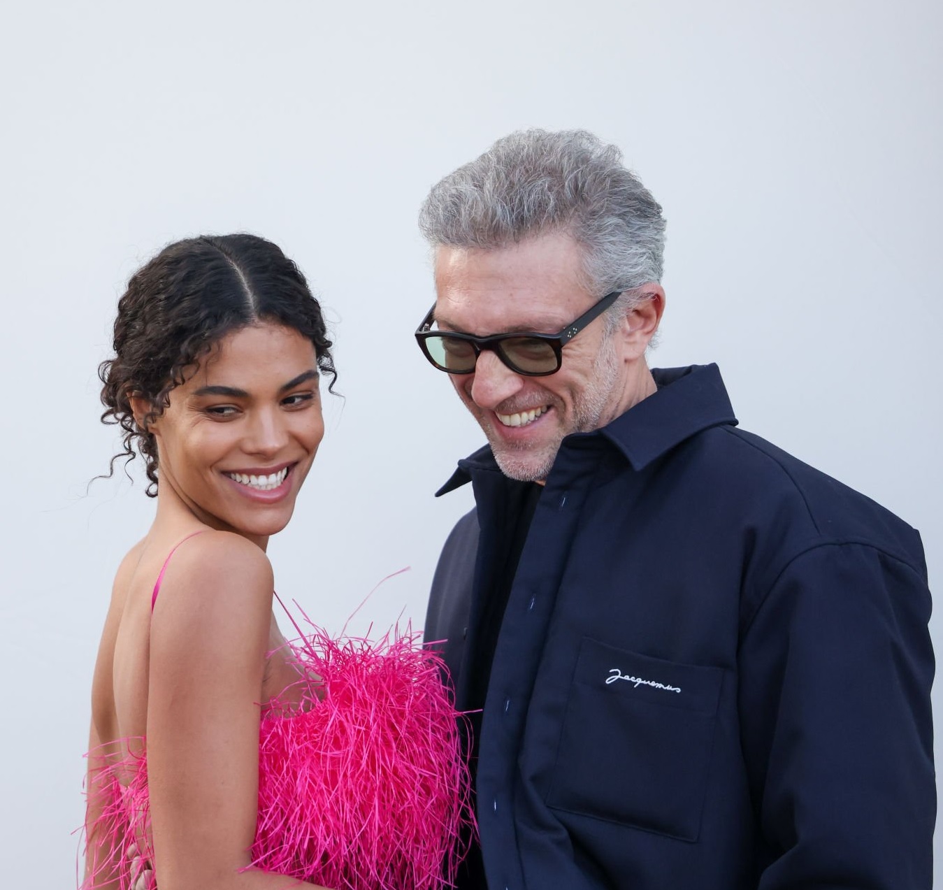  Vincent Cassel and Tina Kunakey attended the "Le Raphia" Jacquemus show in December 2022