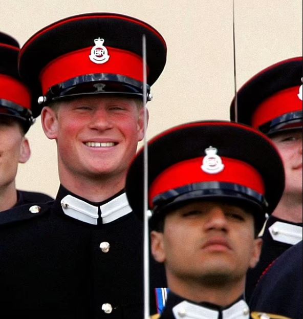 Prince Harry and Ahmed Raza Khan during The Sovereign's Parade at the Royal Military Academy at Sandhurst.