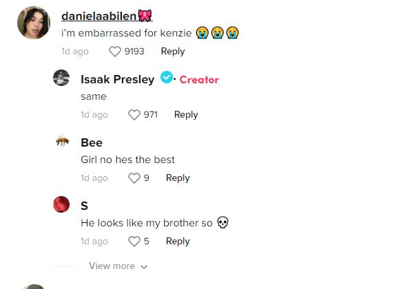 Fans reaction on Isaak Presley TikTok