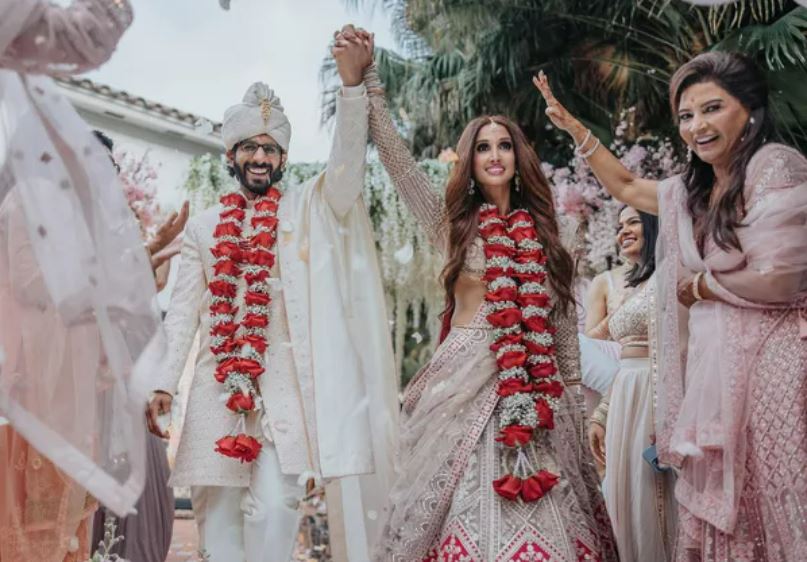 Anisha Ramakrishna with her husband at their wedding