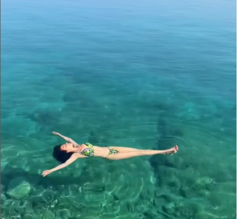 Hayley Atwell swimming in Maslina resort, Croatia.
