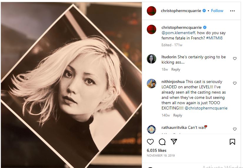 Christopher McQuarrie annound Pom Klementieff as a part of Mission Impossible.