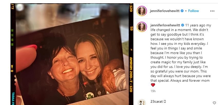 Jennifer Love Hewitt message to her mom