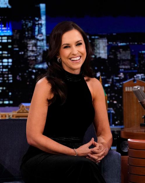 Lacey Chabert during a talk show