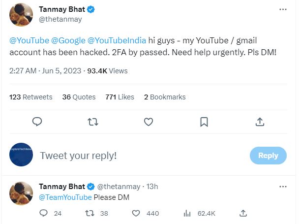 Tanmay Bhat's Youtube hacked