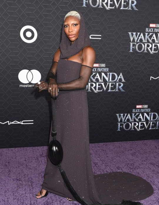Michaela Coel at the premiere of Black Panther 2: Wakanda Forever