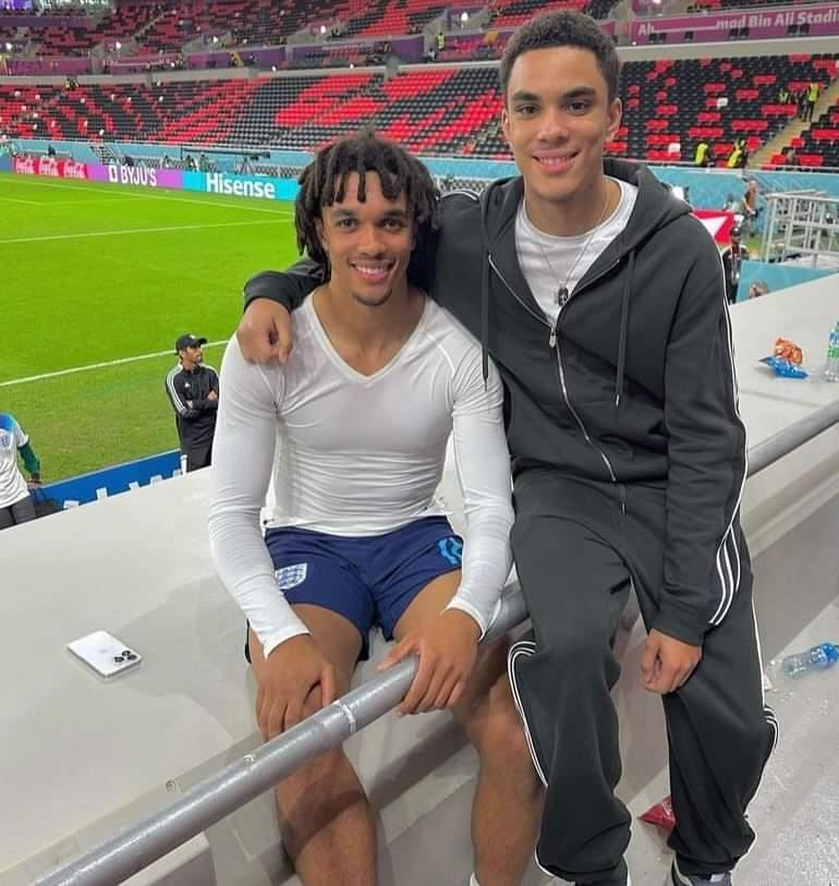 Trent Alexander-Arnold and his brother after the Wales game 