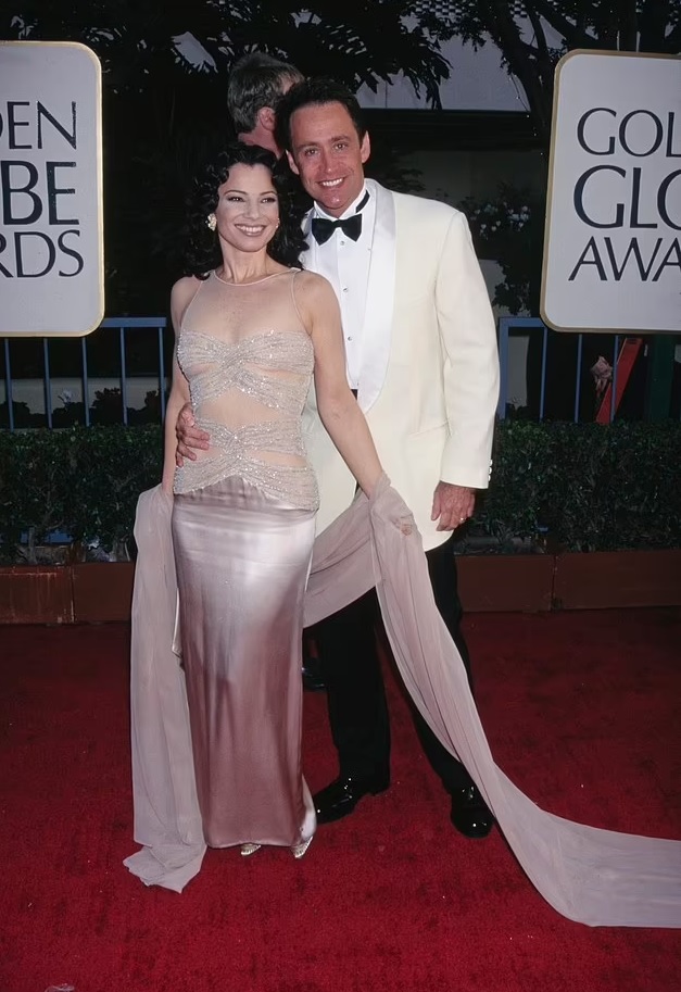 Fran Drescher with her husband pictured at the 1997 Golden Globes 