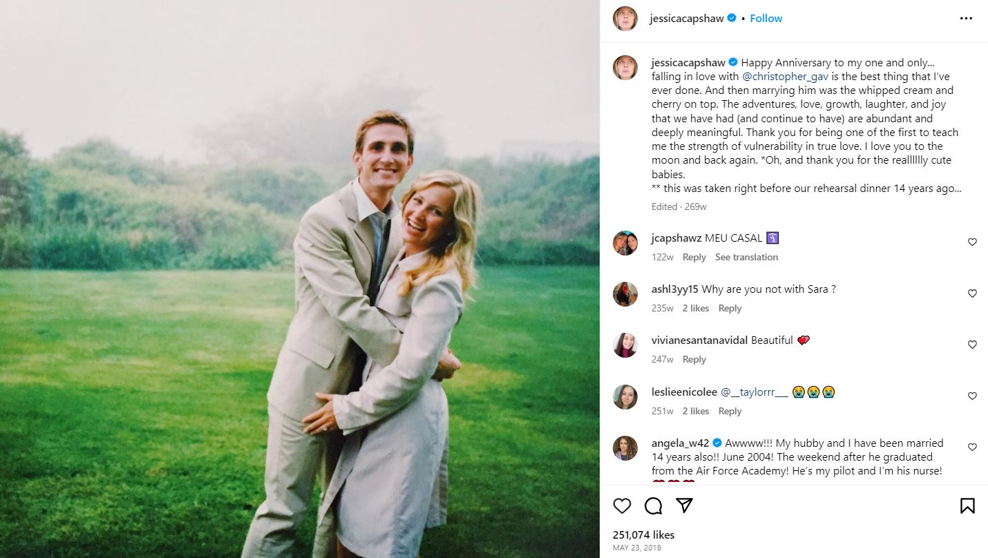 Jessica Capshaw wishing her husband a 'Happy Anniversary'