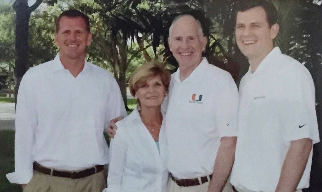 Jim Larranaga with his wife and two sons Jay and Jon Larranaga 