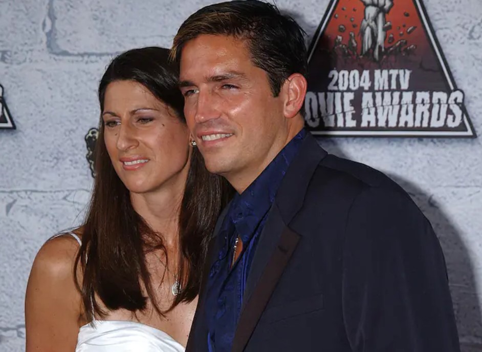 Jim Caviezel and his wife Kerri Browitt Caviezel during MTV Movie Awards in 2004. 