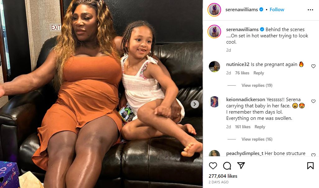 Serena Williams posted a picture with her daughter Olympia Ohanian