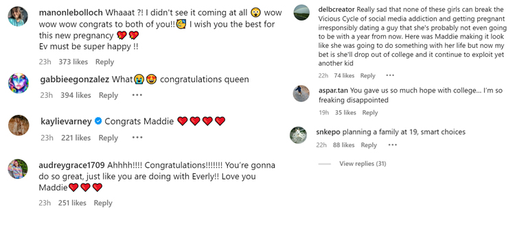 Fans react to Maddie Lambert's pregnancy news