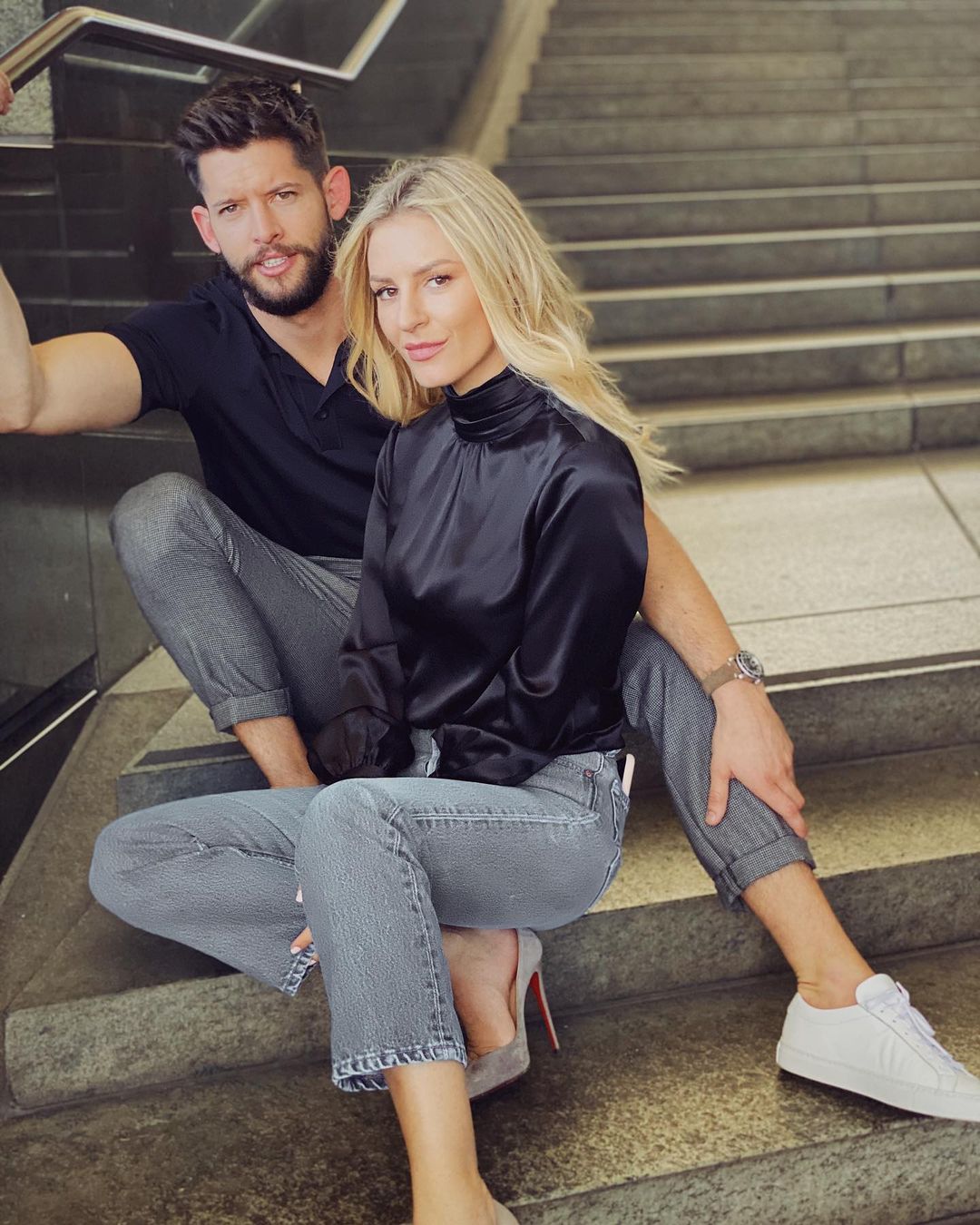 Hunter March with his co-host Morgan Stewart