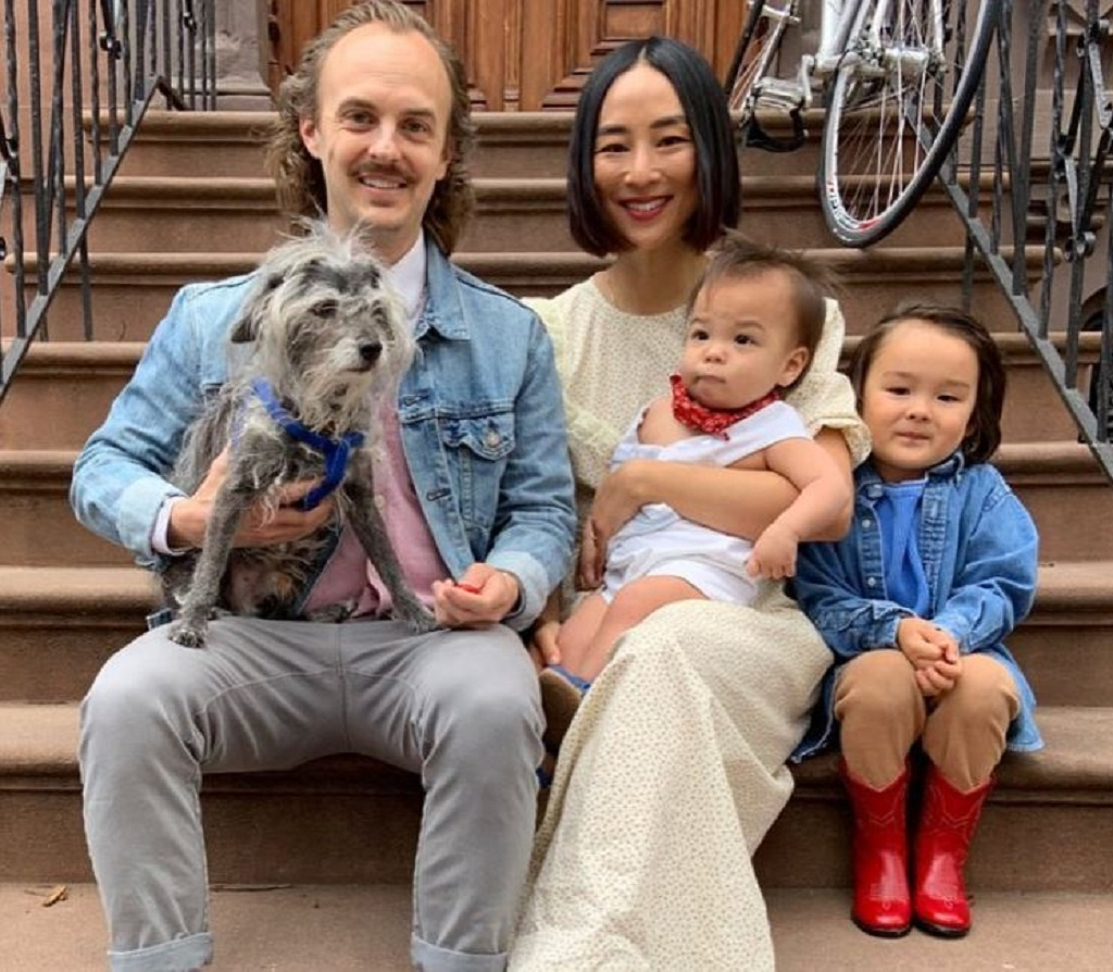 Greta Lee pictured with her family