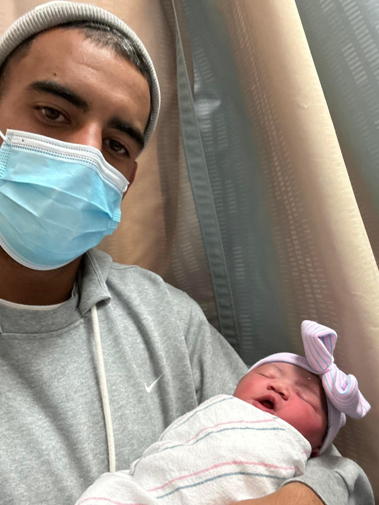 Marcus Mariota with his newly born daughter Makaia Kei Mariota