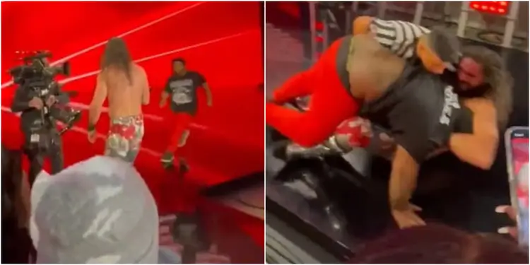 Seth Rollins attacked by a WWE fan 