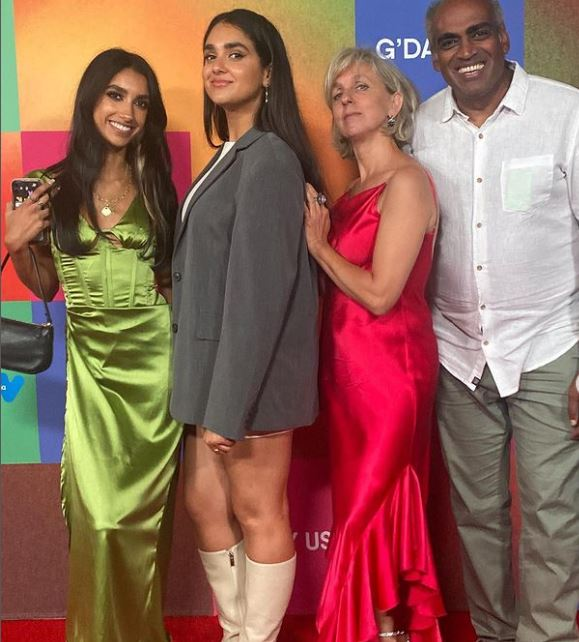 Geraldine Viswanathan with her parents and sister