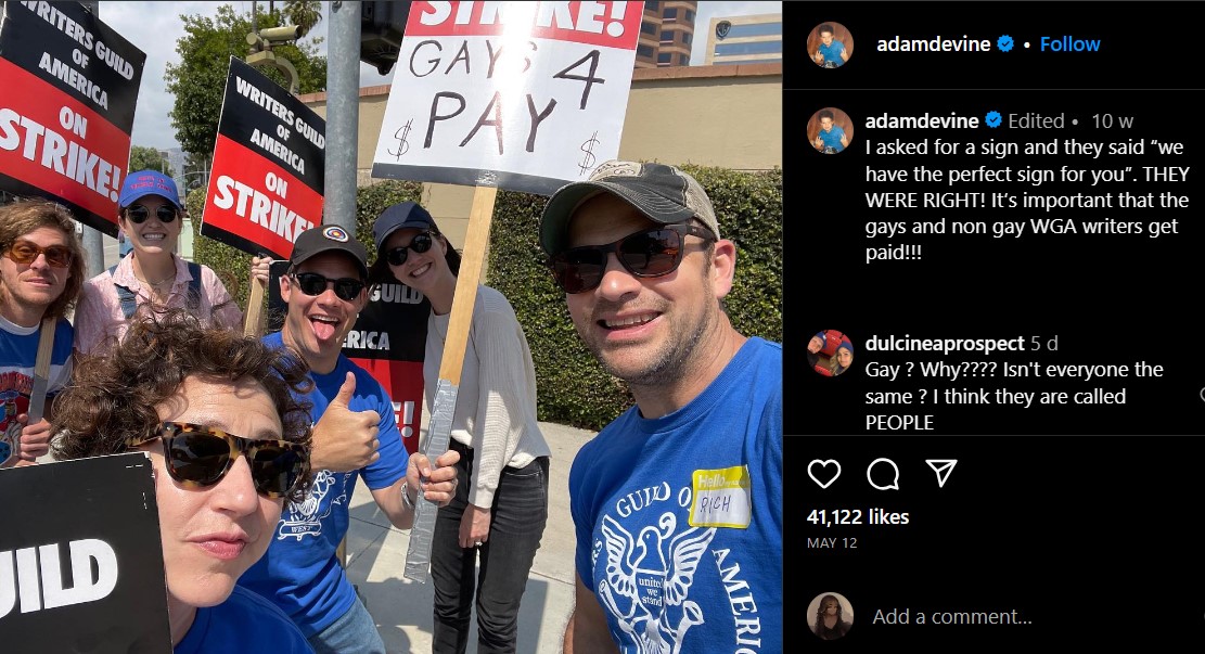 Adam Devine showed his support for LGBTQ rights with a heartfelt post. 