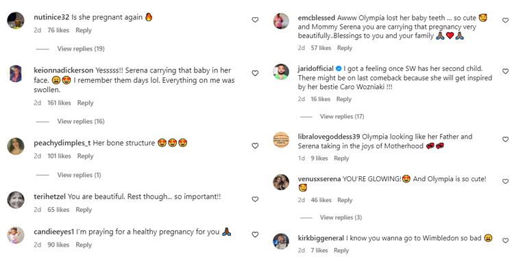 Fans reactions to Serena Williams' Instagram post