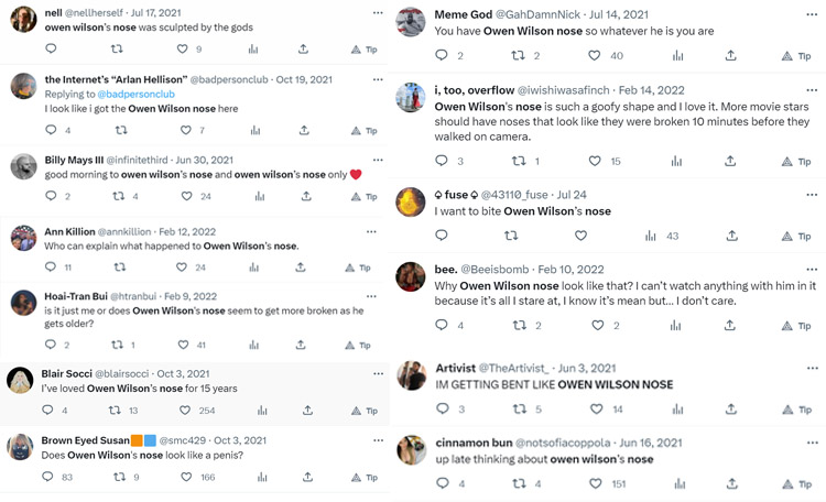 Fans talk about Owen Wilson's nose