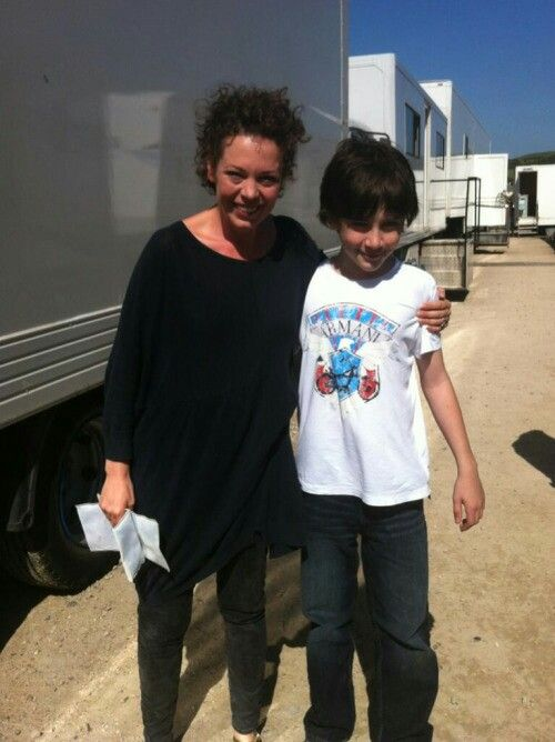Olivia Colman with a kid