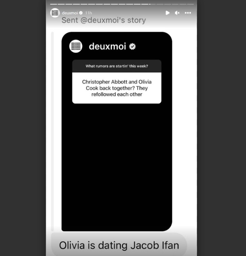 DeuxMoi confirmed that Olivia Cooke and Jacob Ifan are dating. 
